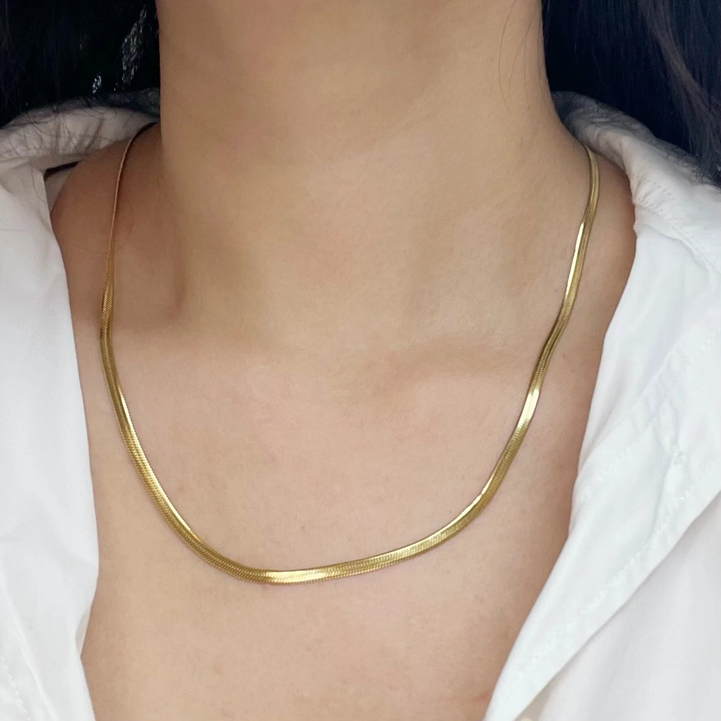 Minimalist Unisex Snake Chain Necklace Choker Stainless Steel Herringbone Gold Color Fashion Jewelry Gift For Women and Men