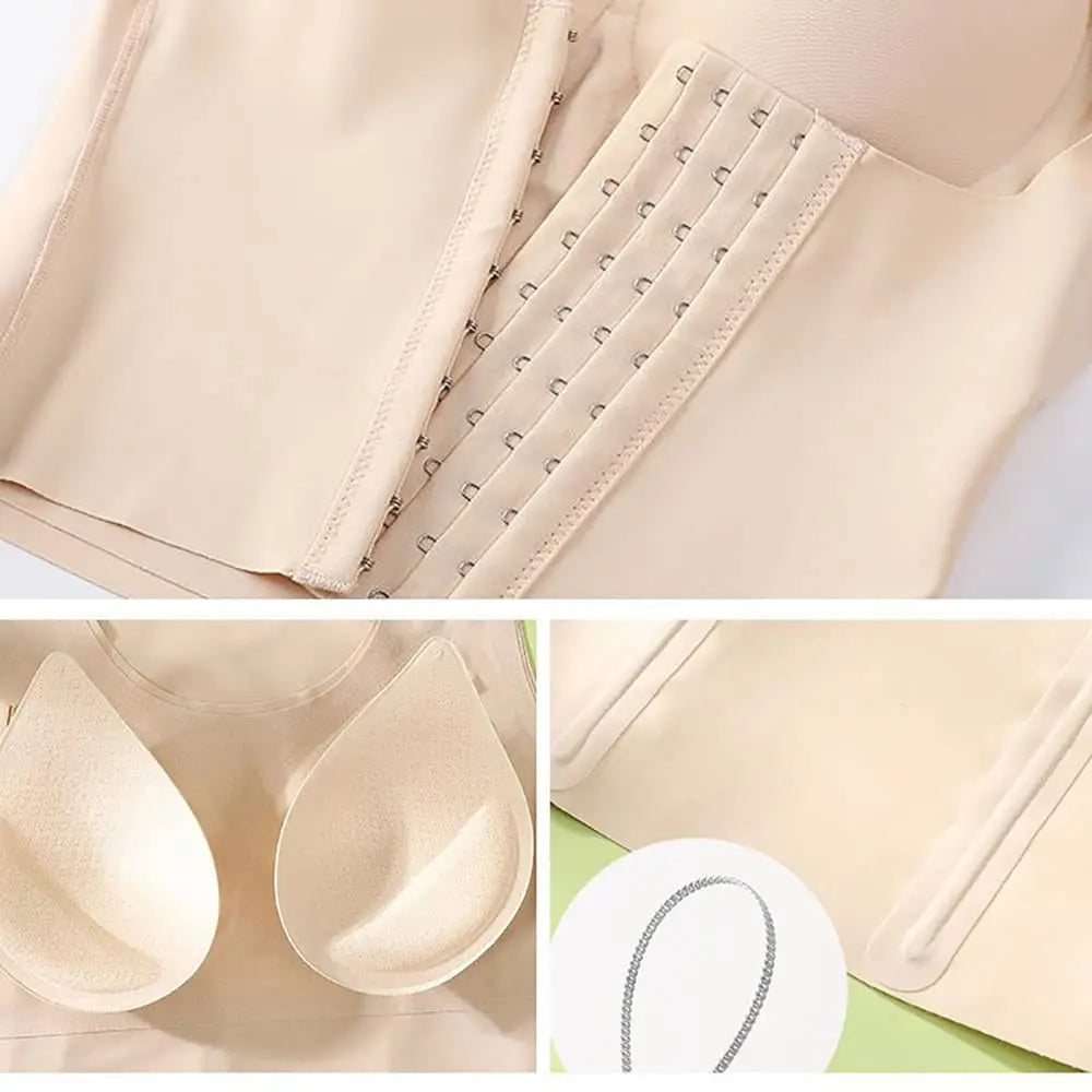 Women's 3 In 1 Waist Button Bra Styling  Posture Corrector Weight Loss Cross Back Underwear Belly