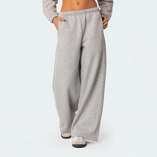 Casual Wide Leg Sweatpants Elastic Waist Loose Sports Trousers with Pockets
