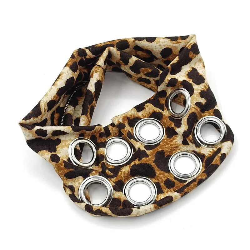 Girl Hollowed Out Eyelets Wide Elastic Headband Stretchy Metal Rock Steampunk for Sports Headbands Hair Accessories