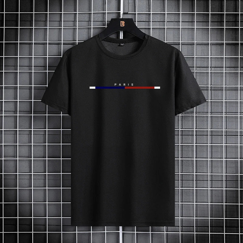 Summer men's short sleeved shorts set with round neck quick drying sports T-shirt thin breathable running sportswear
