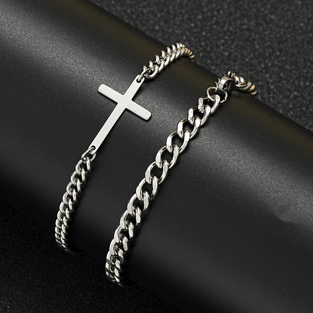 Stainless Steel Cross Cuban Chain Bracelet Set for Men  Snake Chain Bracelets Fashion Unisex Jewelry Gifts