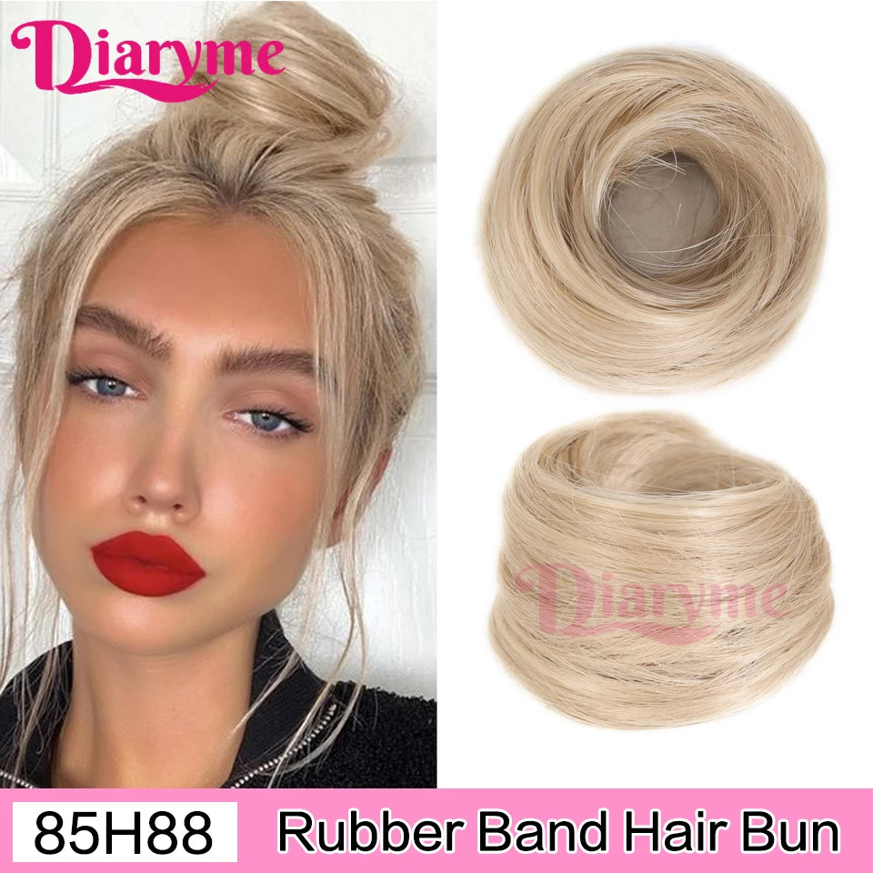 Synthetic Hair Bun Woman Straight Updo hair tie Elastic Rubber Band Chignon Hairpiece Extensions Hair Bands Natural Hairpiece