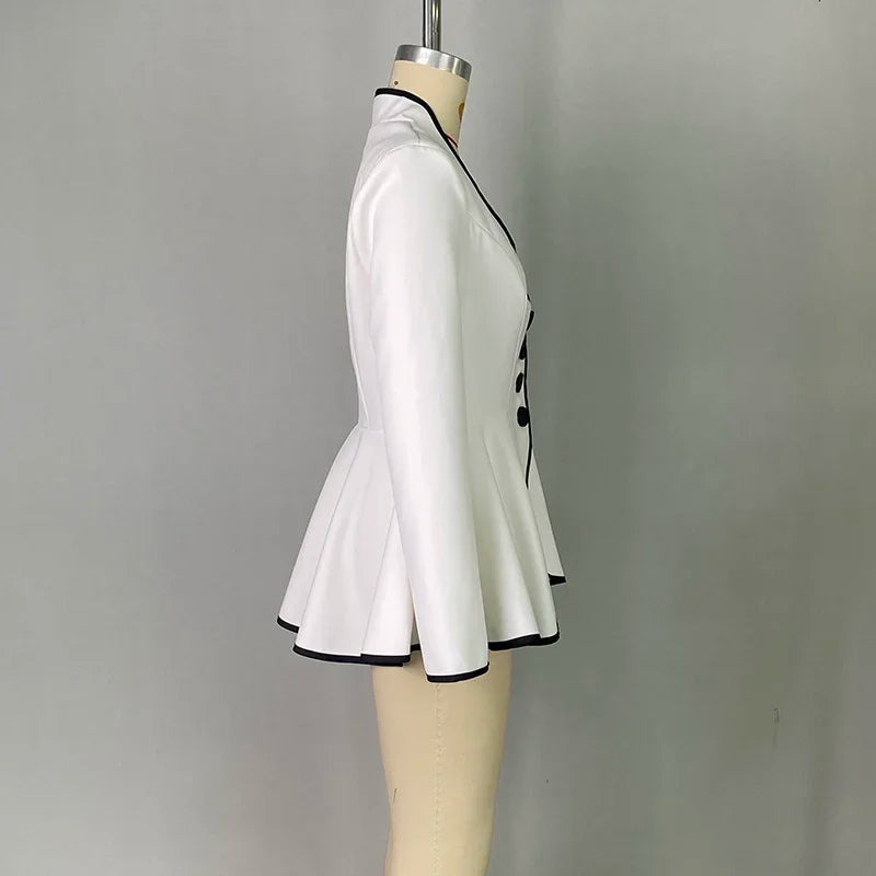 Women’s Original Jacket Outerwear Deep V-Neck Long Sleeves Buttoned Slim Elegant Ladies Clothing Tops