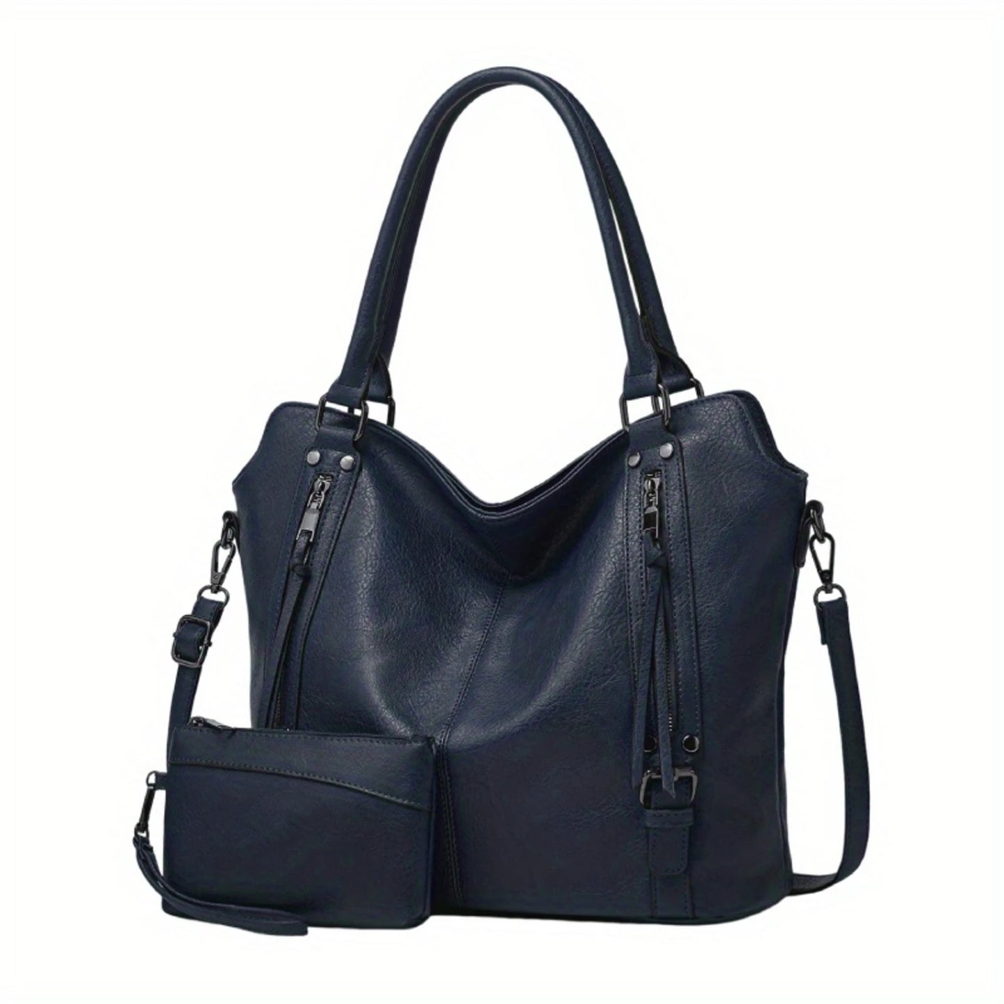2PC Set Purses Tote Bag For Women, Handbags PU Leather Large Shoulder Bag,  Cow Pattern Work Bags With Multi-Pockets, Designer