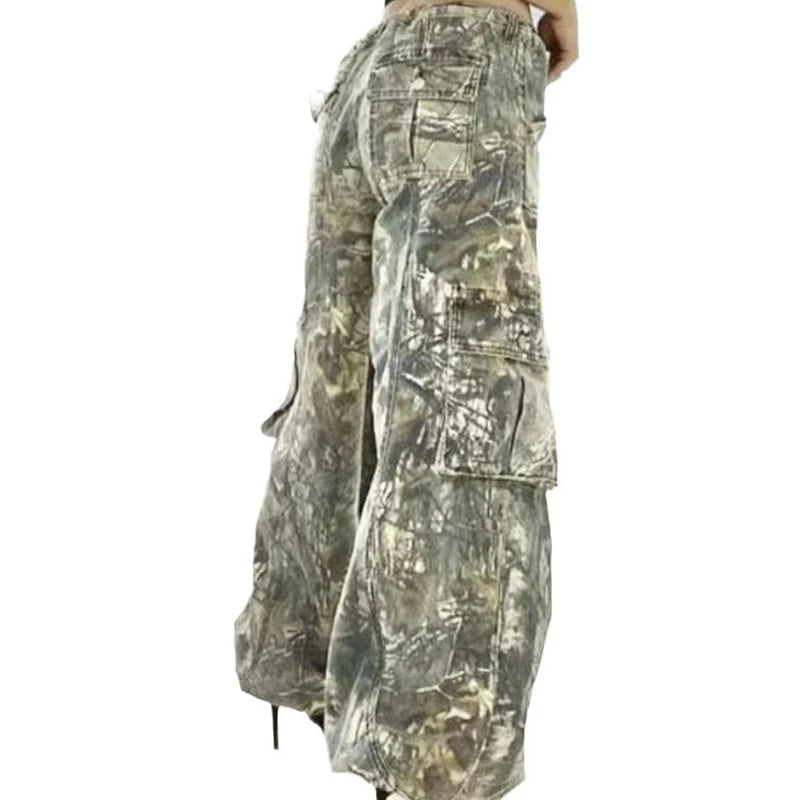 Retro Cargo pants Camo Pattern Print Streetwear Women's Street Hip Hop Unisex Casual Camo Loose Pants