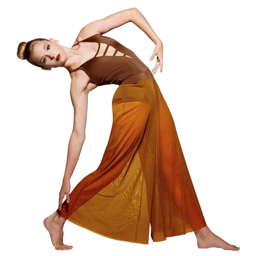2 Piece Dance Camisole Leotard and Wide Leg Pants Outfit Contemporary Dance Wear