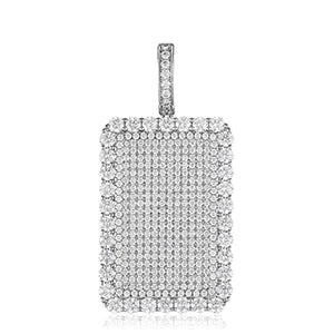 S925 Moissanite Pendant Necklace – Iced Out Cuban Pendant, Silver/White Gold, 3/3mm Steel Rope Chain, 20in