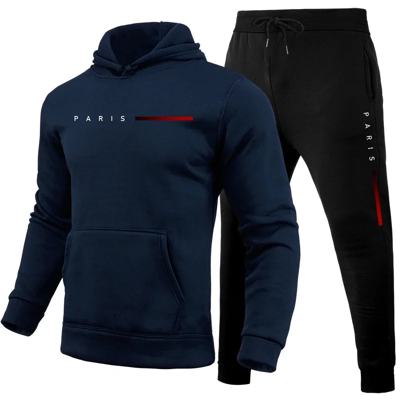 High Quality Men's Home Outdoor Comfortable Warm Sportswear Male Casual Tracksuit 2pcs Set Urban Fashion Hoodies and Sweatpants