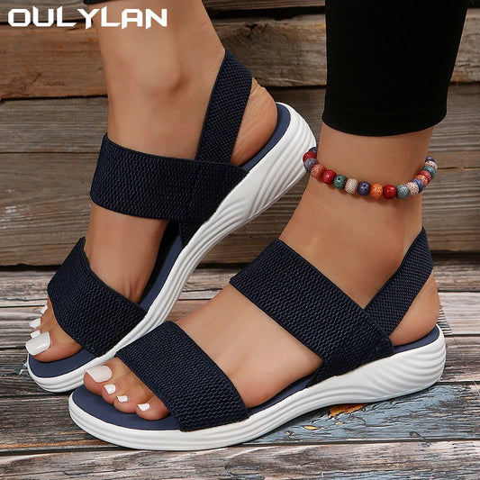 Women Summer Fashion Sandals Mesh Casual Sports Sandals Flying Woven Flat Shoes Sandals
