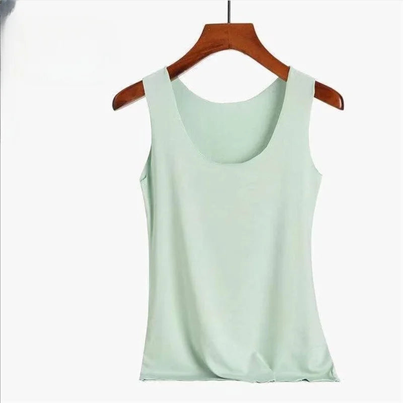 Women Summer Tight fit No trace Tanks Cami Vest Fashion Casual Sleeveless Ladies Street Tanks Tops Tees Bra