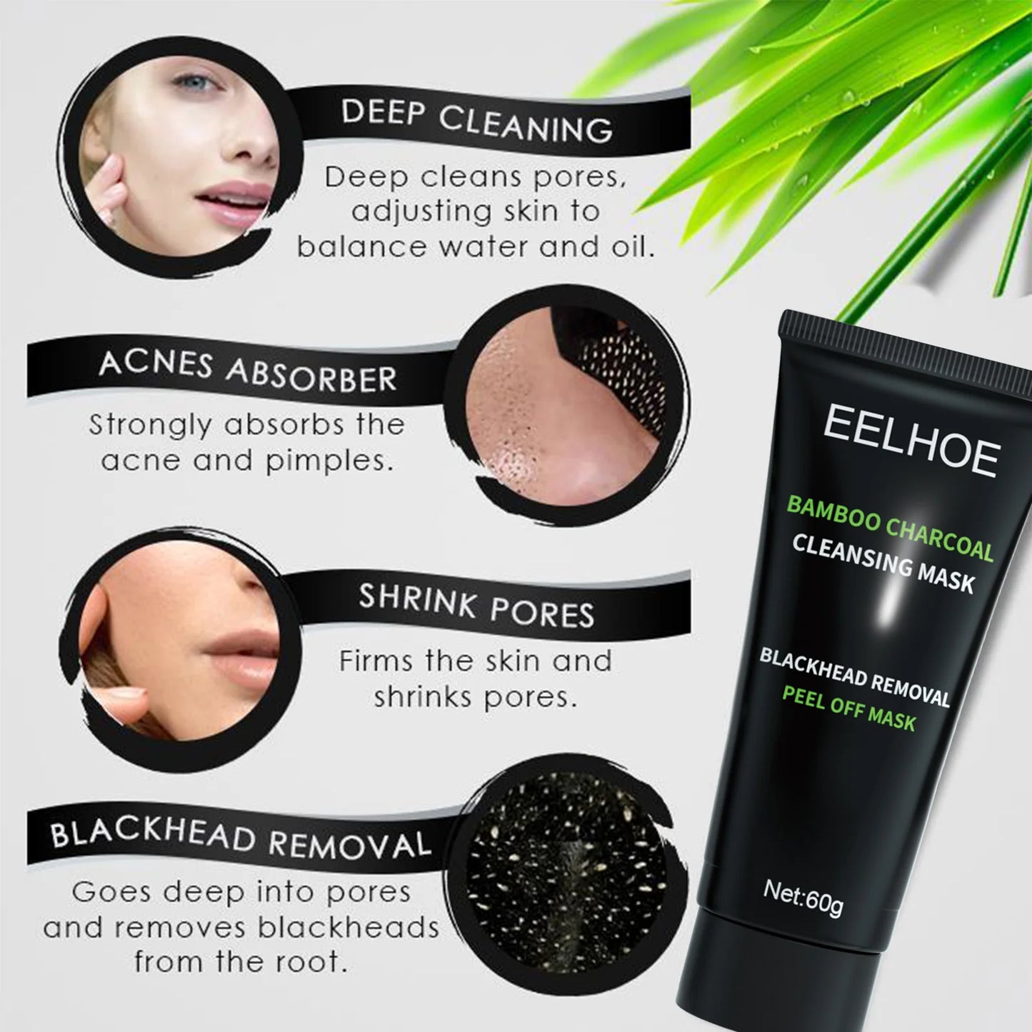 Bamboo Charcoal Peeling Mask Cleansing Pores Acne Blackheads