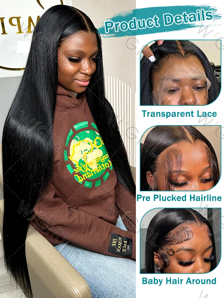 220% HD 13x6 Silky Bone Straight 40 Inches Lace Front Human Hair Wigs 13x4 Lace Frontal Remy Wig 5x5 Glueless Ready To Wear Wig
