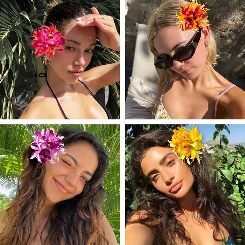 Large Sweet Equinox Flower Hair Clips Simulated Orchid Flower Hair Pins Beach Hawaii Vacation Floral Hair Clips Hair Accessories