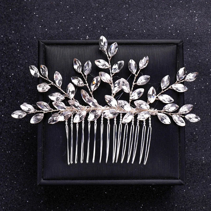 Handmade Silver Crystal Flower Hair Comb Pearl Rhinestone Flower Hair Combs For Women  Hair Jewelry Wedding Hair Accessorie