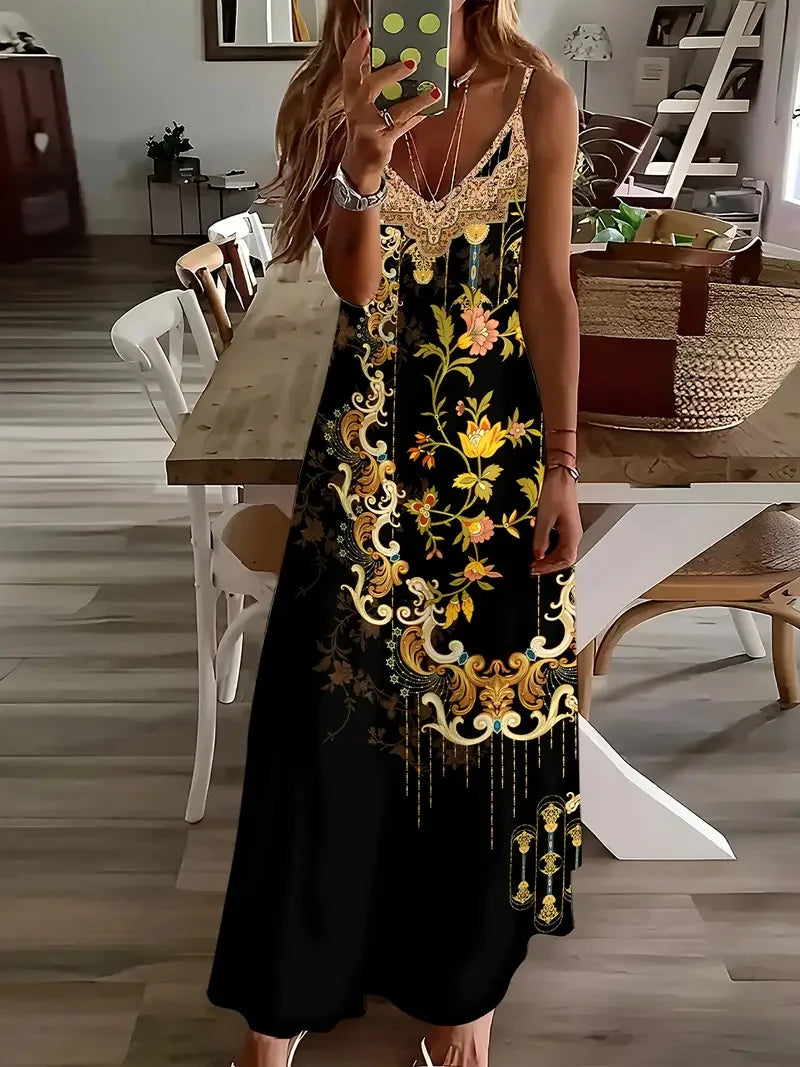 Summer Bohemian Style Women's Suspender Skirt Long A-line Oversized Casual Dress Women's Elegant  Summer Loose Beach Clothes