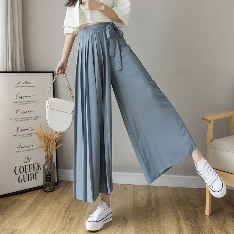 Skirt Trousers Pleated Chiffon  High Waist