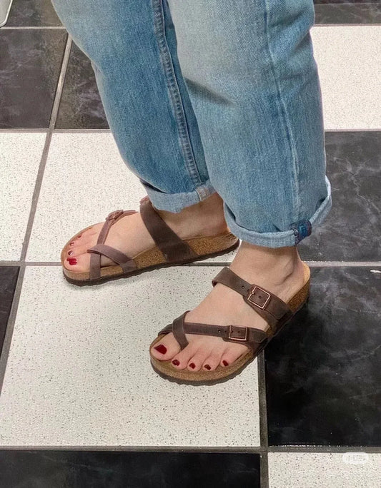 Women's cork slippers fashion sandals beach shoes outdoor wear solid color