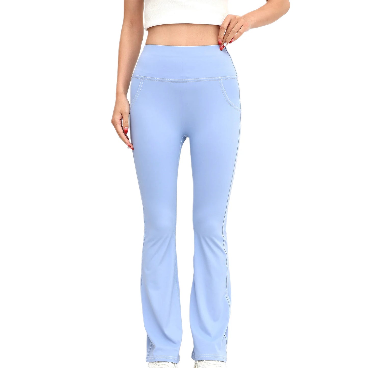 High Waist Yoga Leggings with Pockets Tummy Control Workout Pants Stretchy Athletic Tights