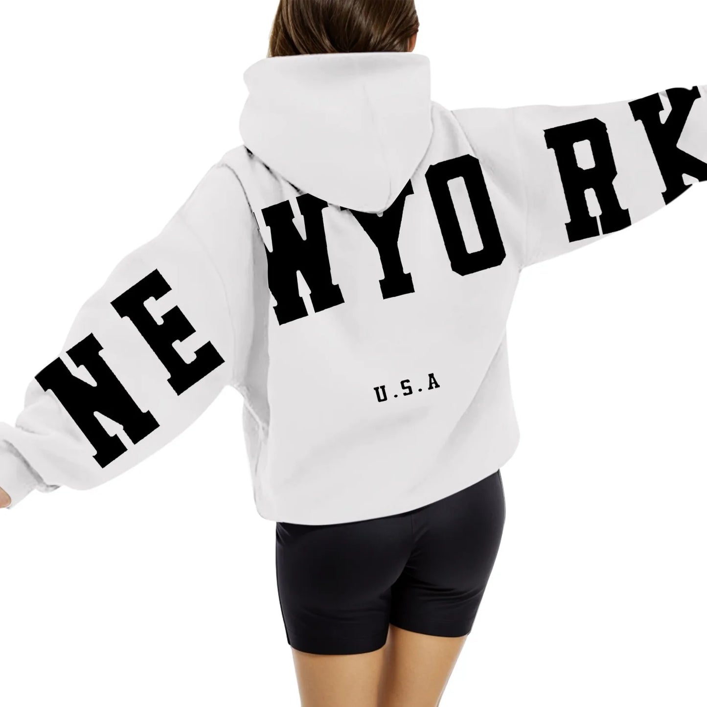 High Street Hip Hop Letter Print Women Hoodies Tops Oversize Sport Casual Long Sleeve Pullover Tops Sweatshirts
