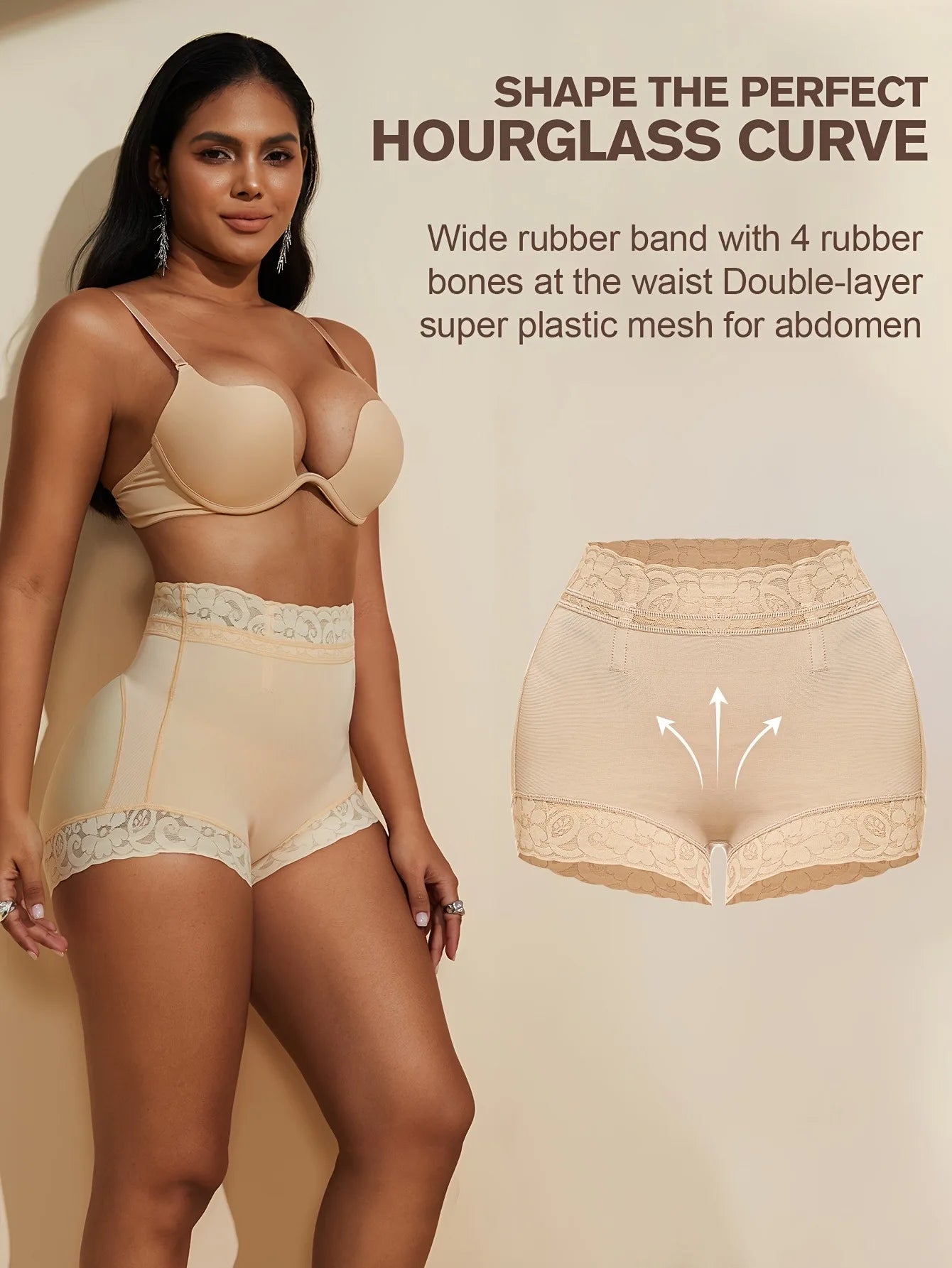 Lace Trim Sculpting Panties, Comfy & Breathable Butt Lifting Panties