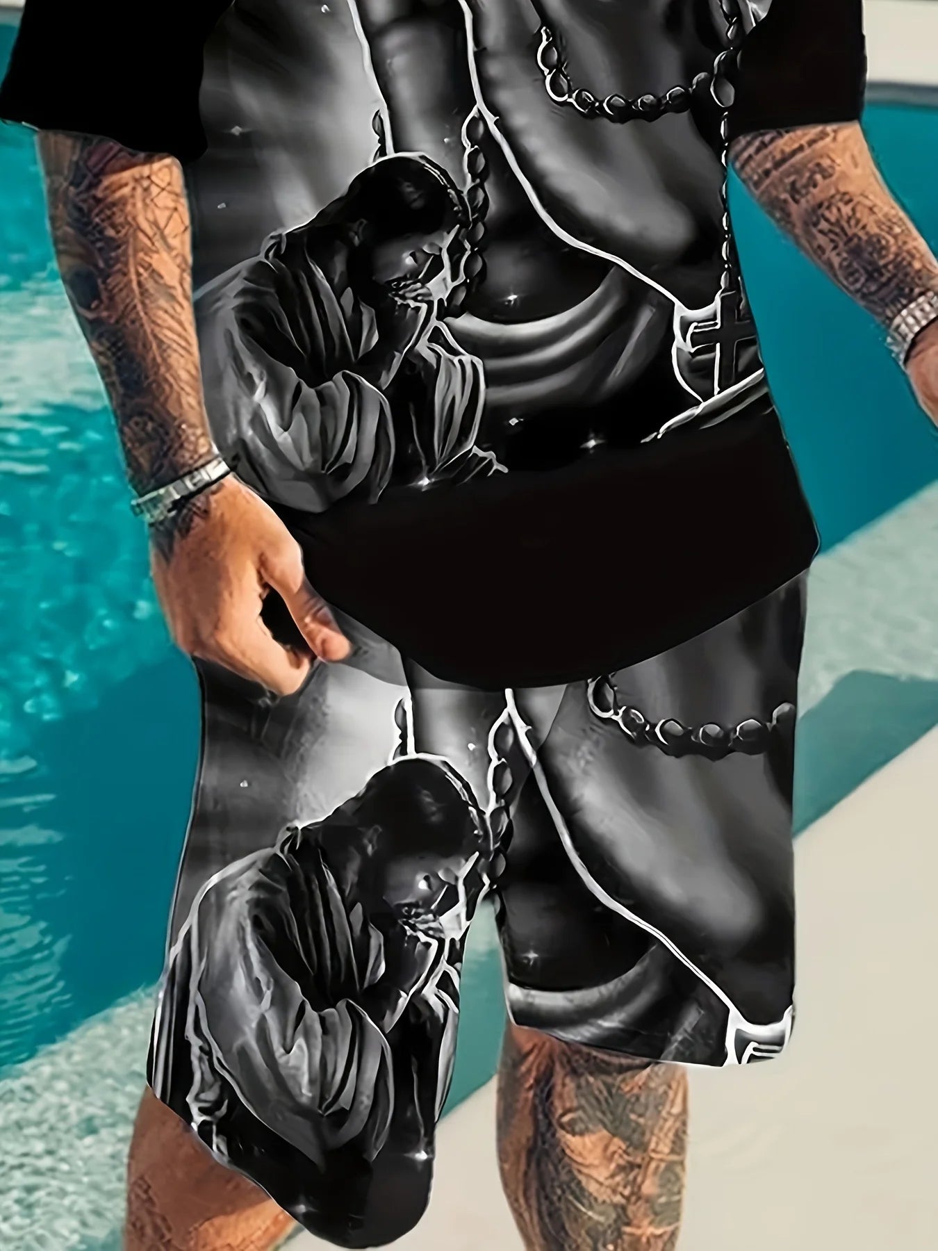 Summer men's casual set, street fashion and comfortable T-shirt, 3D digital print pattern, outdoor sports running short