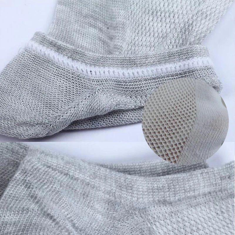 6 Pairs Breathable Men's Socks Short Ankle Elastic Solid Color Mesh High Quality Cotton Business Unisex Sokken Plus Size EU38-47