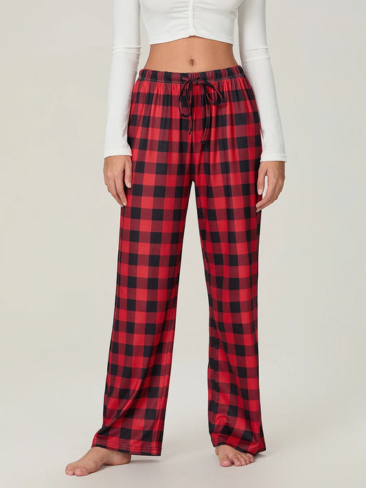 Vintage Pajama Pants  Elastic Waist Lounge Sleepwear Trousers with Pockets