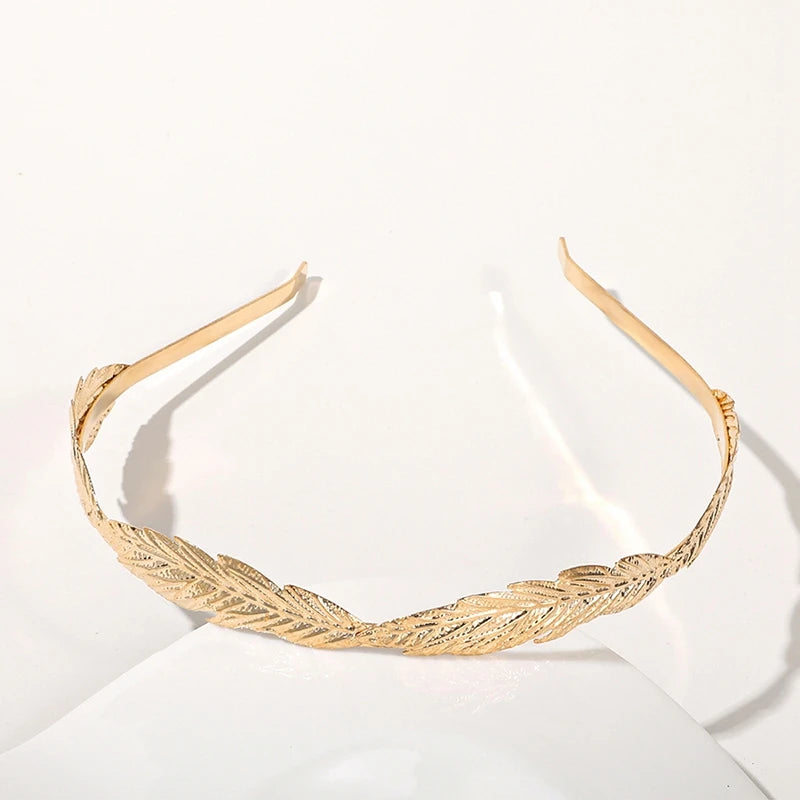 Gold Color Leaf Headband Headpiece Crown Tiara Headdress Goddess Greek Head Jewelry