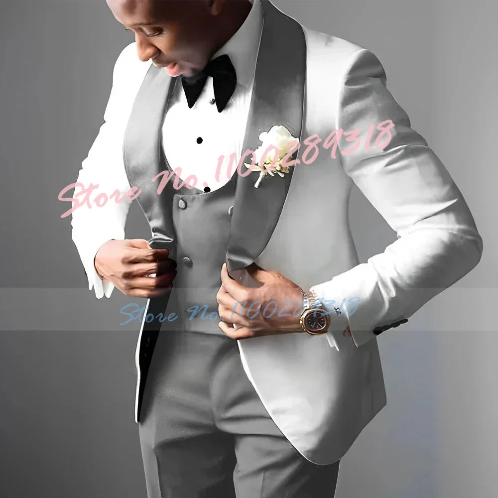 Men's Wedding Tuxedo Elegant Men's Suit Jacket Pants Vest 3-piece Set Wedding Suits for Men