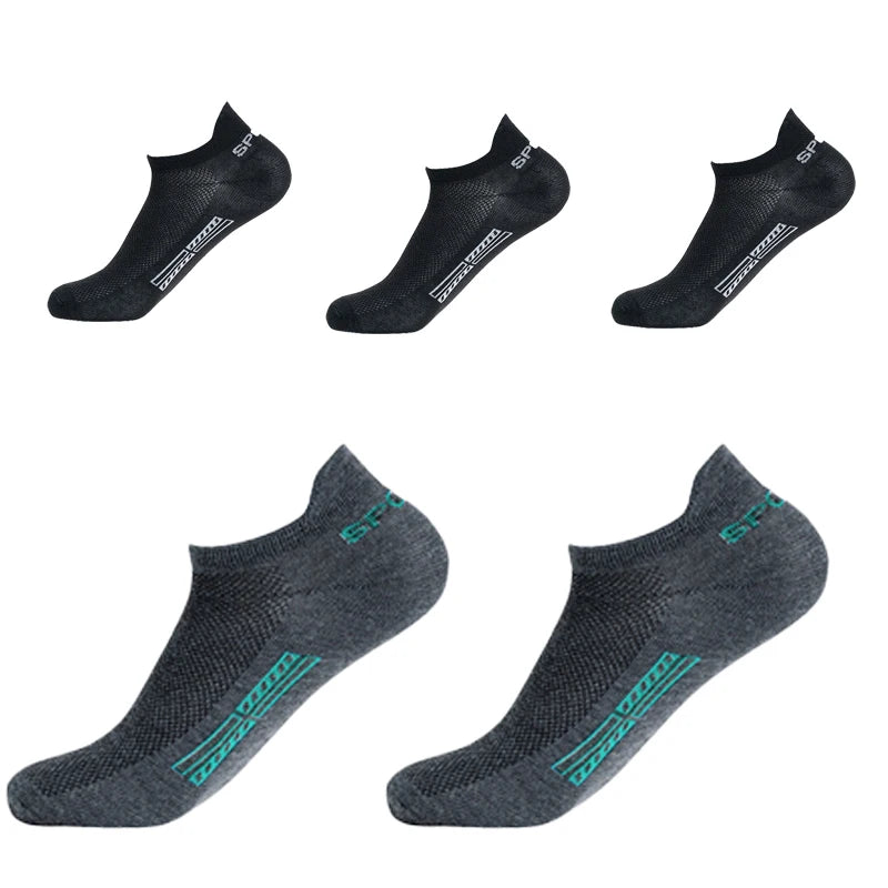 5 Pairs/Lot High Quality Men Ankle Socks Breathable Cotton Sports Mesh Casual Athletic Thin Cut Short Plus Size