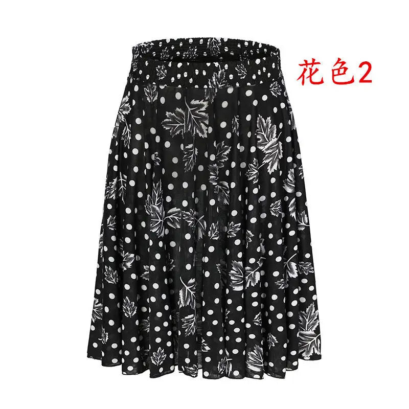 High Waist Printed  Floral Skirt Square Dance Ice Silk