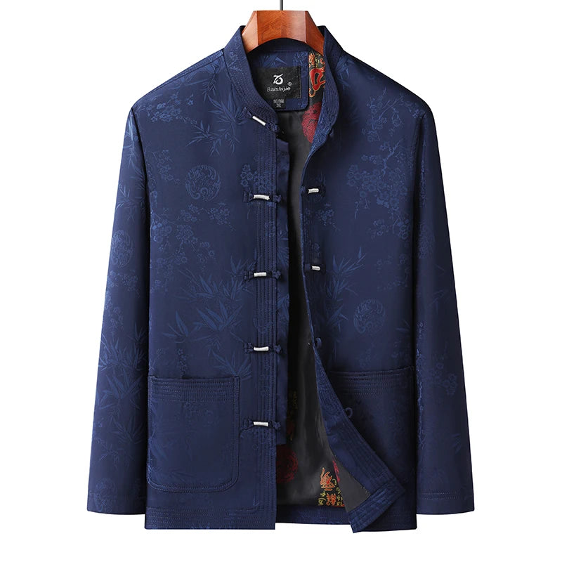 Tang Suit (top + Pants) Autumn New Middle-aged and Elderly Men Father Chinese Style Disc Buckle Spring and Autumn Grandpa Suit