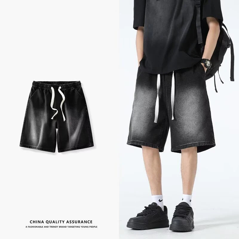 Denim Shorts Summer Thin Style Retro Loose American Fashion Brand Pants Casual Five Inch Mid Length Pants