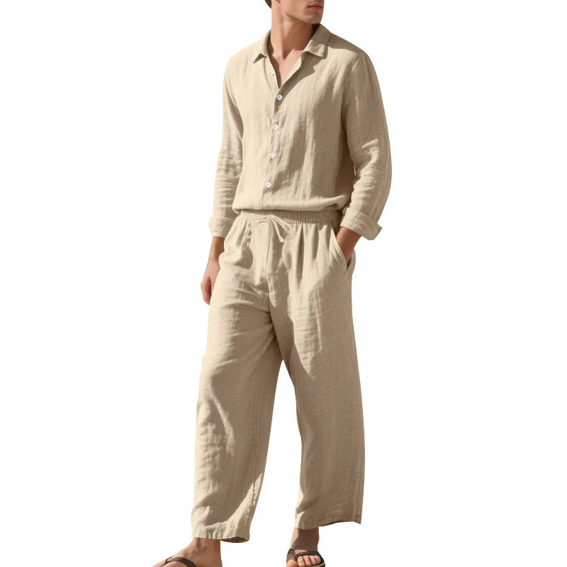 Men's Casual Set Spring Autumn Fashionable Long Sleeved Pants Two-piece Set Cardigan Menswear