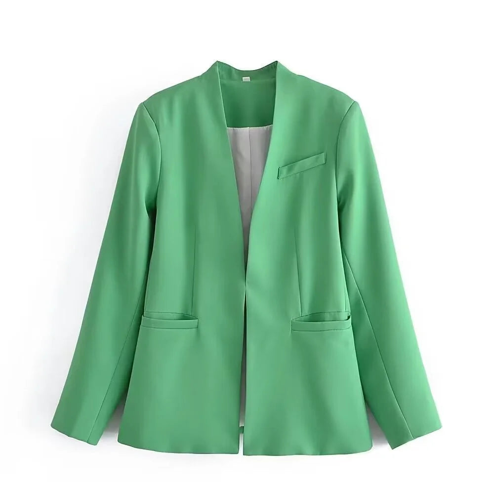 Casual Women's Wear Simple Fashion Solid Color Suit Top Straight Pants Set Two Piece Set Blazer Pants