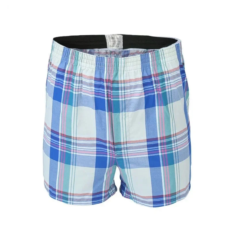 5Pcs/lot Boxer Men Thin Summer Underwear Cotton Man Big Size Short Breathable Plaid Flexible Shorts Boxer Male Underpants
