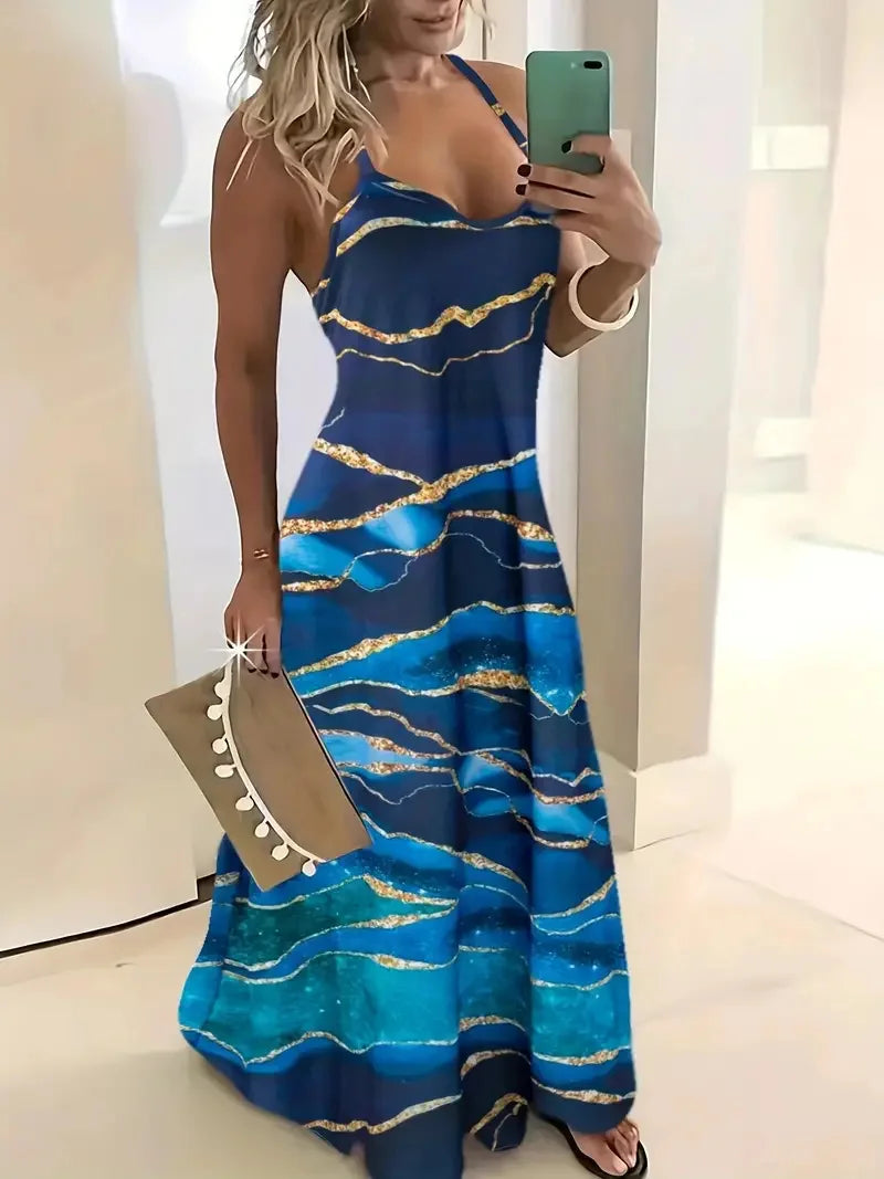 Summer Bohemian Style Women's Suspender Skirt Long A-line Oversized Casual Dress Women's Elegant  Summer Loose Beach Clothes