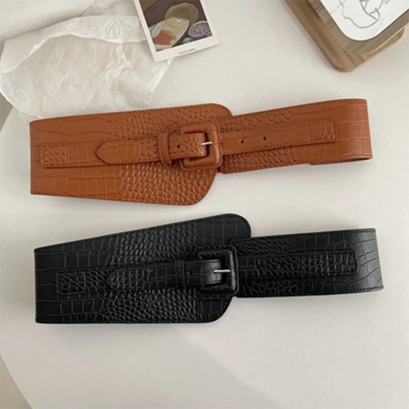 Ultra Wide Women's Elastic Waistband Skirt Waist Belt Women's Outerwear with Tight Belt Suit Decoration