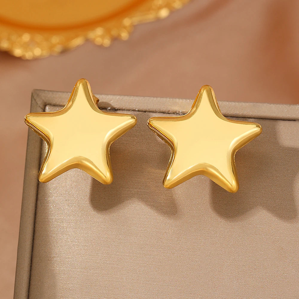 Stainless Steel Earrings Fresh Exquisite Star Stud Super Sparkling Earrings For Women Jewelry Ornate Texture