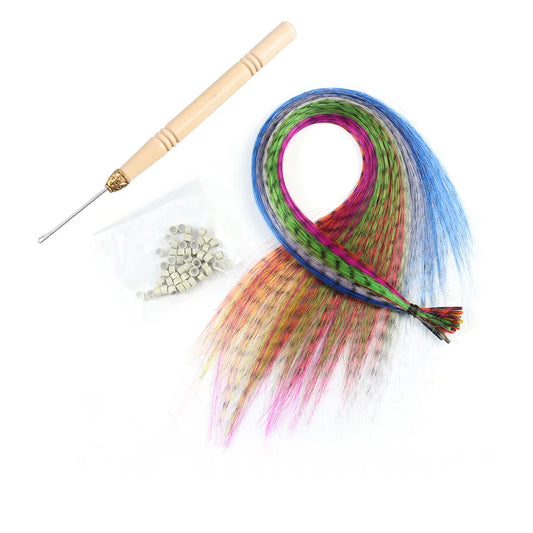 Synthetic Colored for Hair  Feather Extensions 20 30 40 50 Pieces Tip 16inch Synthetic Hairpiece Zebra Feather Hair Extensions