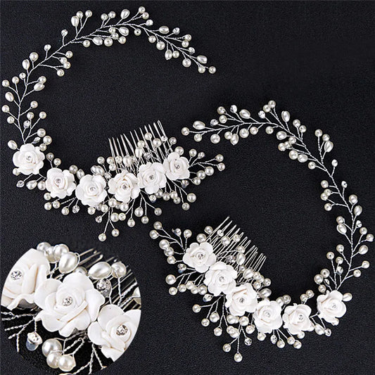 Hair Color Pearl Wedding Hair Combs Hair Accessories for Bridal Flower Headpiece Women Bride Hair ornaments Jewelry