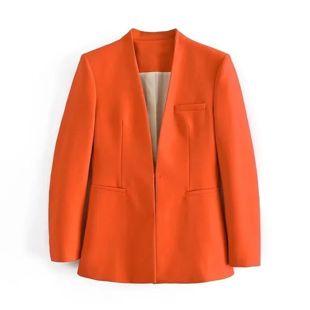 Casual Women's Wear Simple Fashion Solid Color Suit Top Straight Pants Set Two Piece Set Blazer Pants