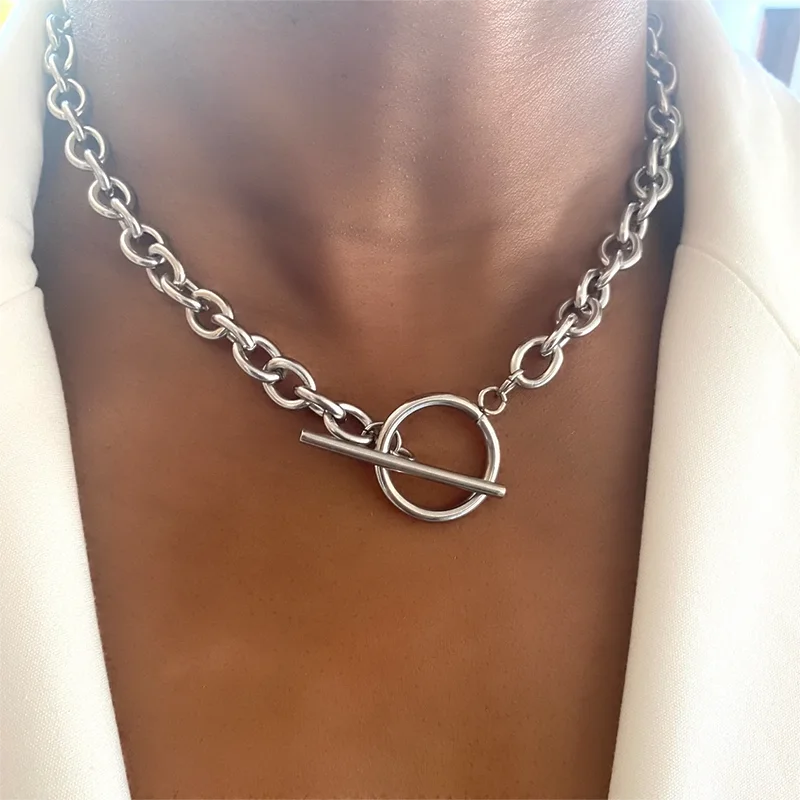 Fashion New Chunky Chain Necklace/bracelet Women Simple Toggle Clasp Stainless Steel Chain Necklace/bracelet For Women Jewelry Gift