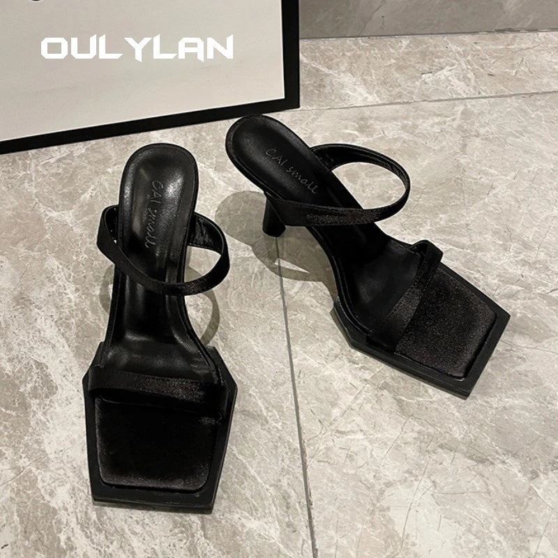 High-heeled Peep  Low Summer Square Stiletto Fashion Spring Sexy High Heel Sandal  Open Toe