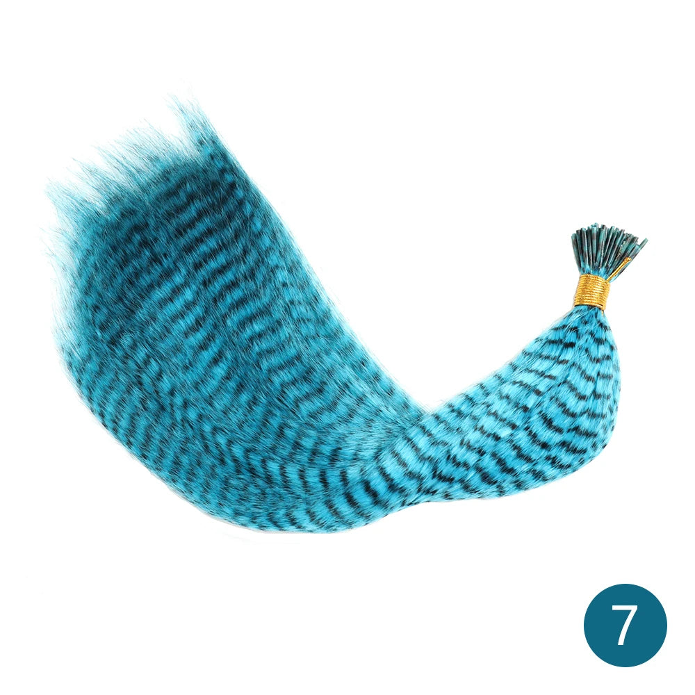 Feather Hair Extension 10Pieces Fake Hair I Tip Rainbow Synthetic Hair 16inch Hairpiece Feather for Hair Extension