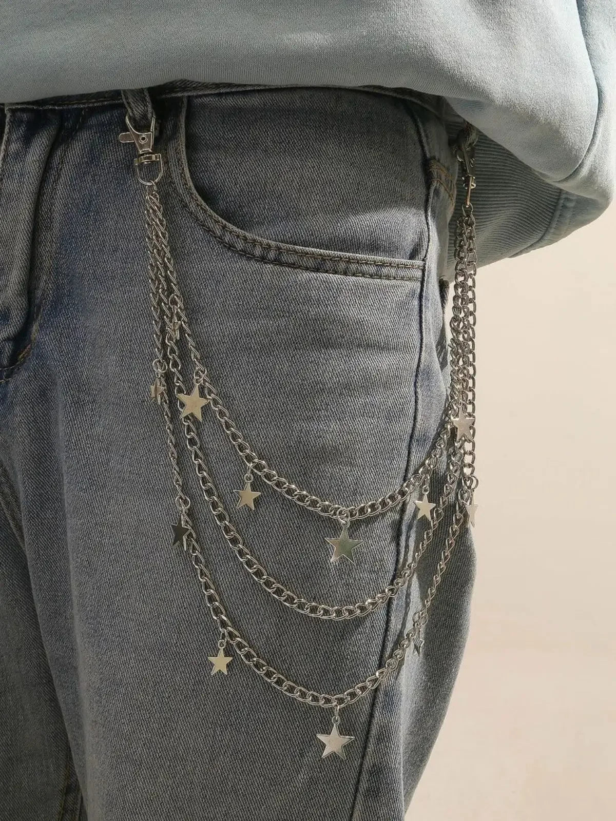 Star Charm Layered Street Style Pant Jeans Chain Belt