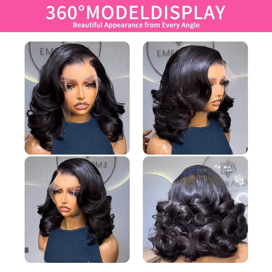 Brazilian Body Wave Short Bob 13x4 13x6 HD Transparent Lace Front Human Hair Wigs 5x5 high density