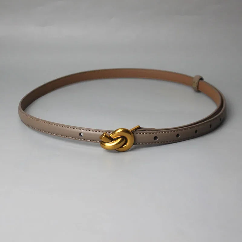 Genuine Leather Women Fashion Belt Knot Buckle Waistband Cummerbund For Dress  Jeans