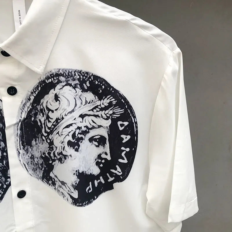 Hawaiian Shirt Streetwear Abstract Portrait Print Shirts Streetwear Tracksuit Set  Casual Beach Holiday Short Sleeve Suit